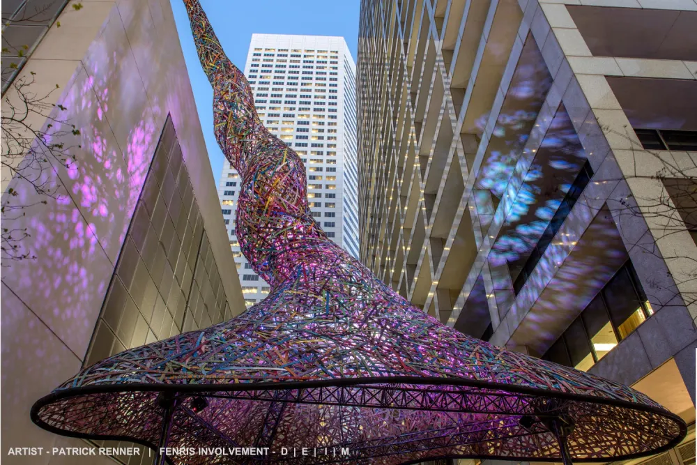 Trumpet Flower. Artist: Patrick Renner. Fenris involvement: Design, Engineering, Installation, Maintenance.