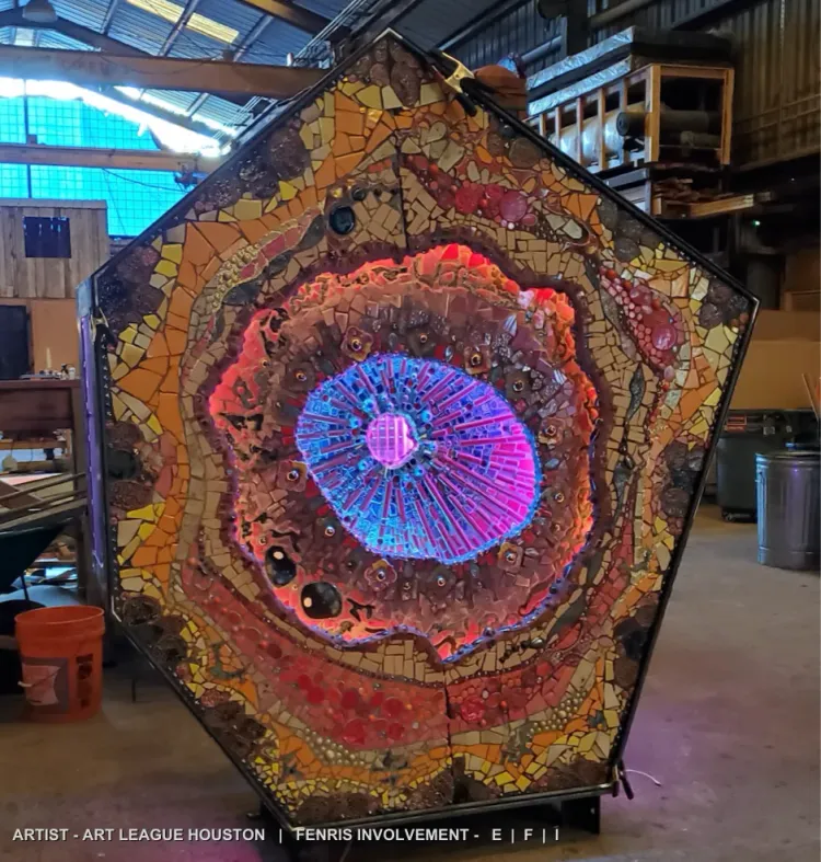 Insta11ations Project 3. Artist: Art League Houston. Fenris involvement: Engineering, Fabrication, Installation.