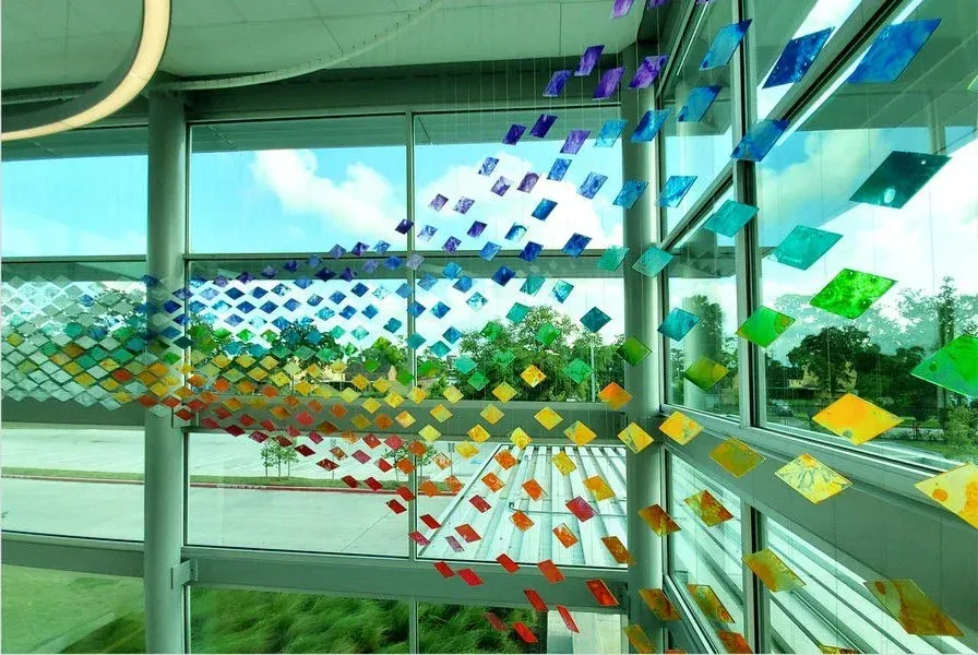 ReFractured suspended colored glass installation